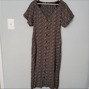 Madewell Bubble Sleeve Button Front Midi Dress in Adorable Ditsy